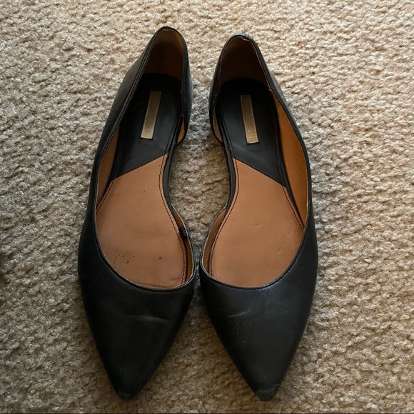 Black Leather Pointed Flats